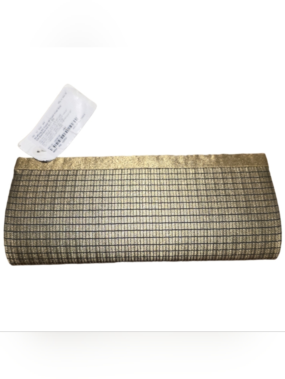 Fabindia Dupioni Silk Handwoven Clutch Bag NWT Gold Black Metallic
